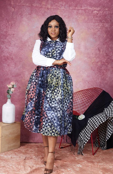 Imade Adire skirt & cropped wrap top
