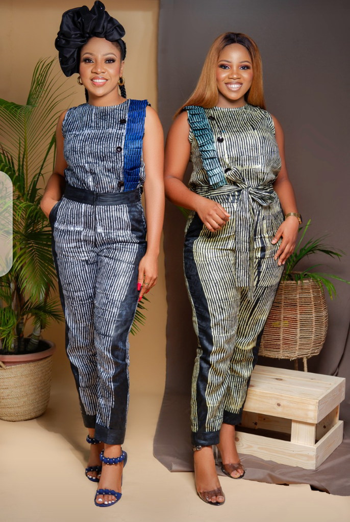 Striped pants jumpsuit hot sale