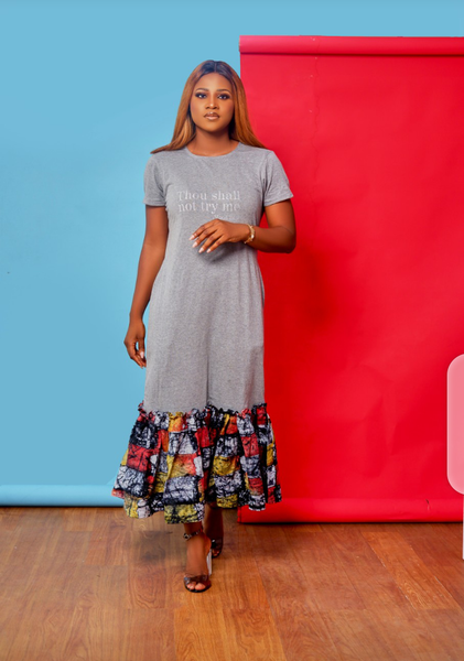 Jersey and adire tee shirt dress