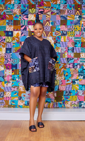 Lace dashiki and shorts set